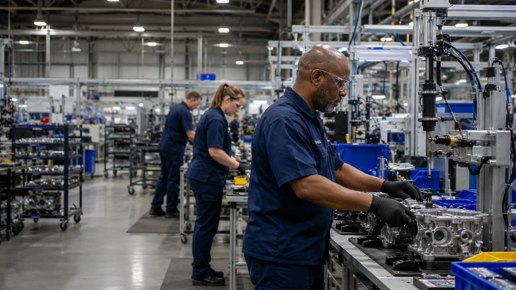 What to Look for in a Manufacturing Staffing Agency Manufacturing assembly workers at production line