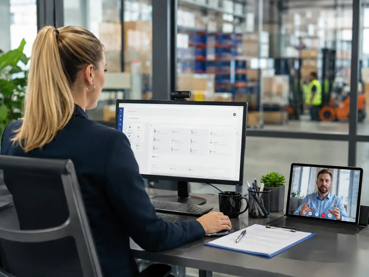 How It Works professional office with warehouse backdrop